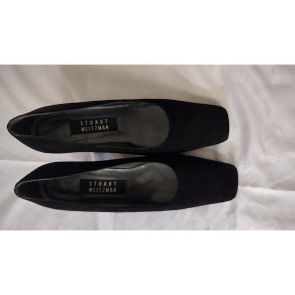 Stuart Weitzman Shoes Womens Size 6.5B Black Suede Pump Square Toe 2.5in Heel - Picture 3 of 9
